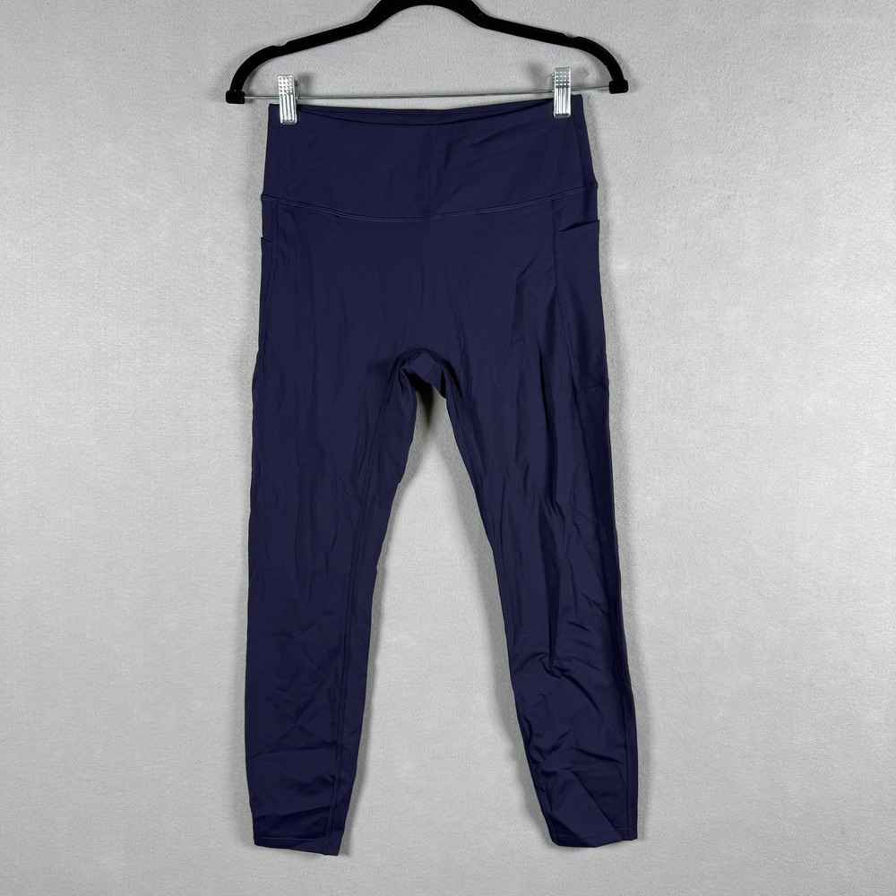 Halara Womens M Leggings Navy High Waisted Side Pockets 7/8 Length Activewear